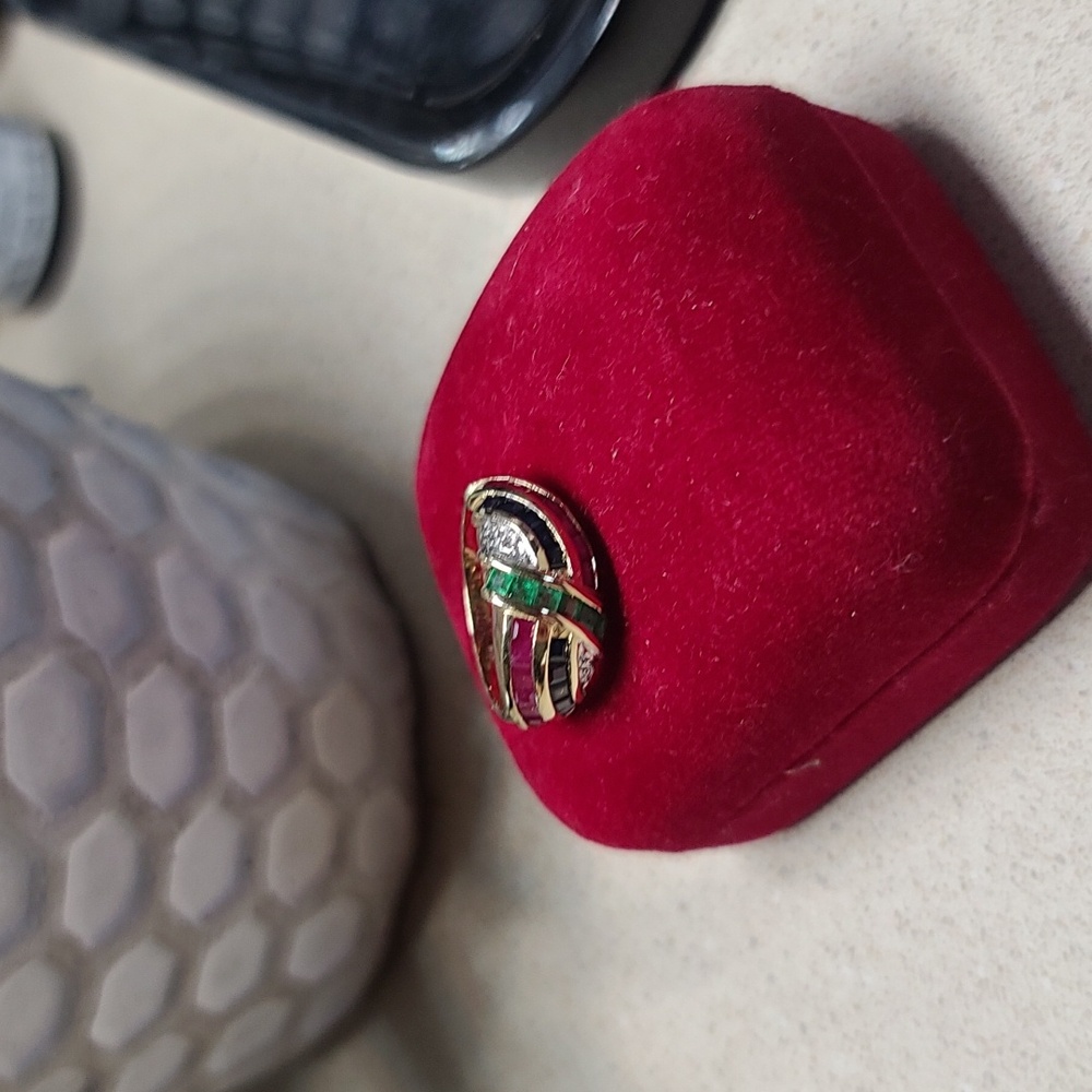 14kt-10kt YG Emerald, Sapphire, Ruby ring FIRM $$ - Picture 2 of 8